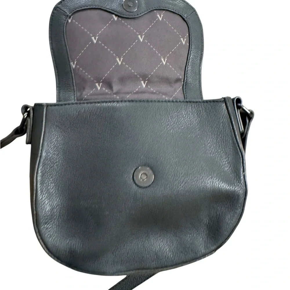 Vince Camuto | Dark Grey Charcoal Saddle Crossbody Bag Pebbled